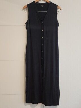 Banana Republic Button-Front Stretch Knit Sleeveless Midi Dress